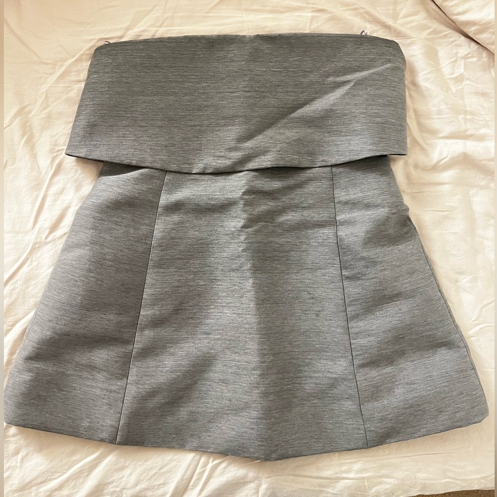 TOTEME gray strapless fold over top